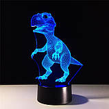 3D Світильник "Динозавр", 1 світильник - 16 кольорів світла. Подарунки дітям, фото 4
