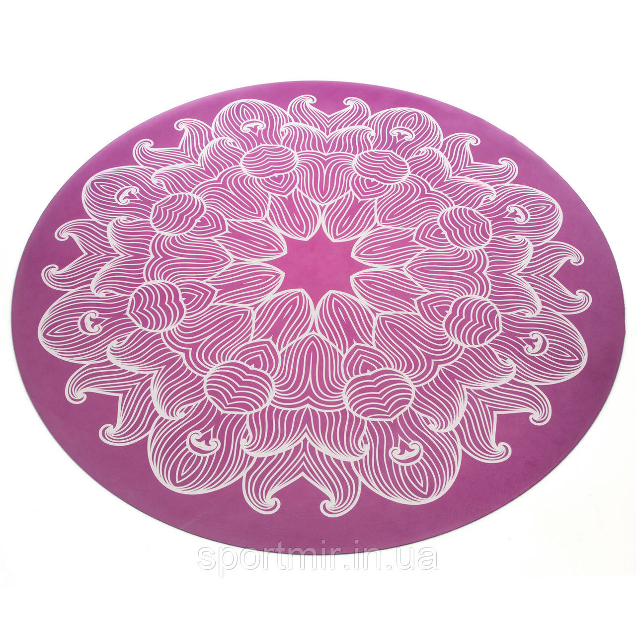 Килимок для йоги круглий Замшевий каучуковий двошаровий з чохлом 3 мм Record FI-6218-4-C (діаметр 150 см, рожеві, фото 1