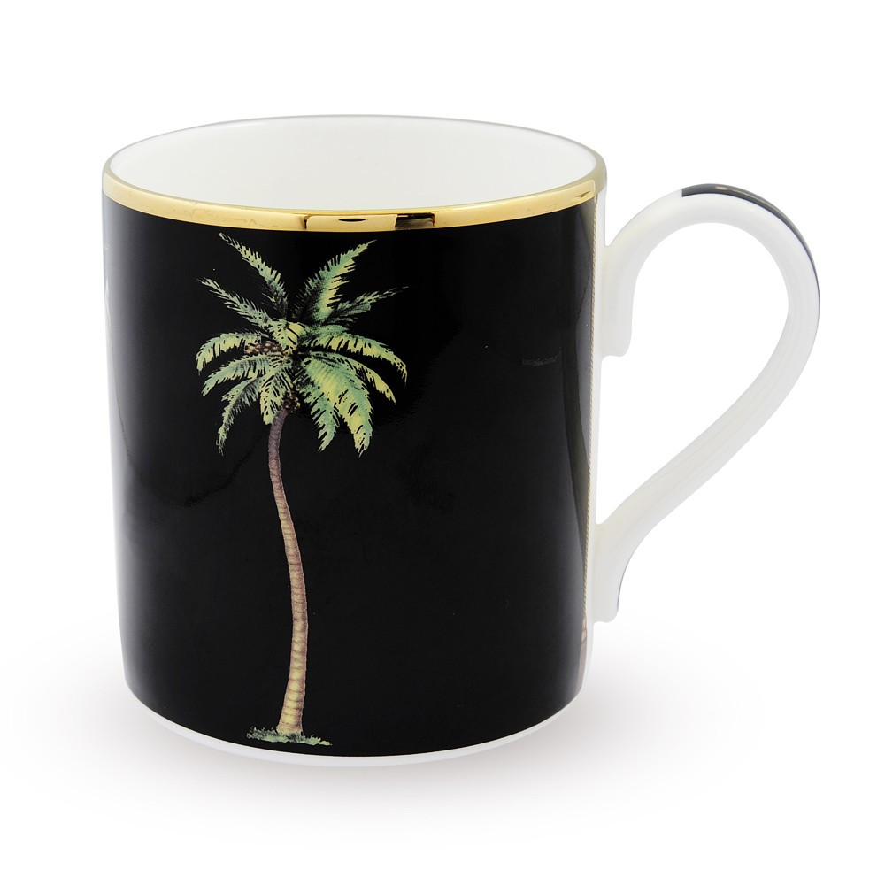 Кружка фарфорова з пальмою на чорному тлі Halcyon Days 101/MG080, фото 1