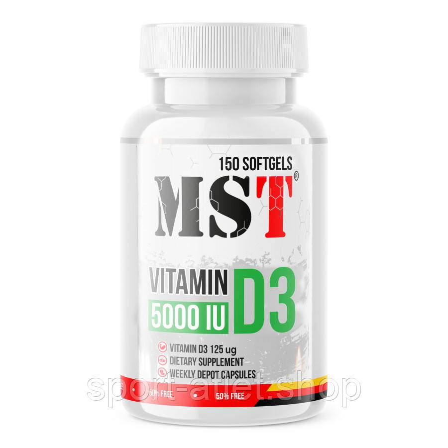Вітаміни та мінерали MST Vitamin D3 5000 IU, 150 капсул