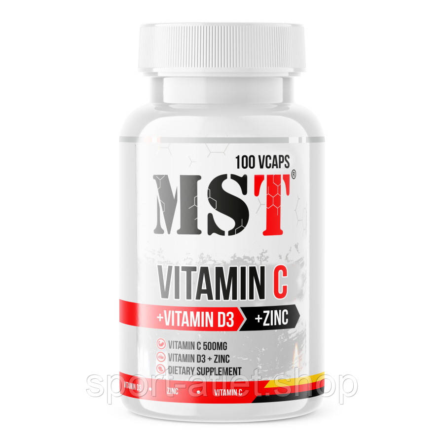 Вітаміни та мінерали MST Vitamin C + D3 + Zinc, 100 вегакапсул
