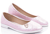 Балетки рожеві туфлі жіночі з еко шкіри з декором розмір 38