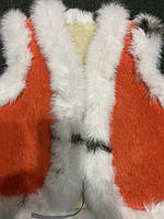 Безрукавка оранжевая вельвет детская на овчине обшита натуральным мехом кролика размер L