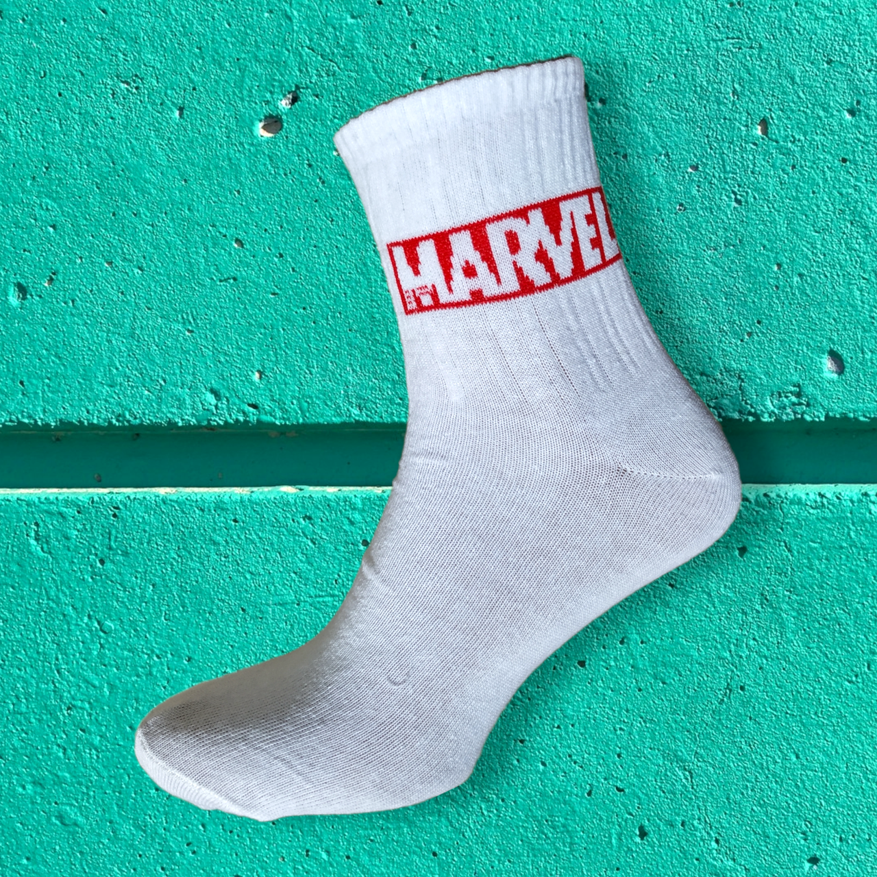 Шкарпетки з приколами marvell білі Rock n socks, фото 1