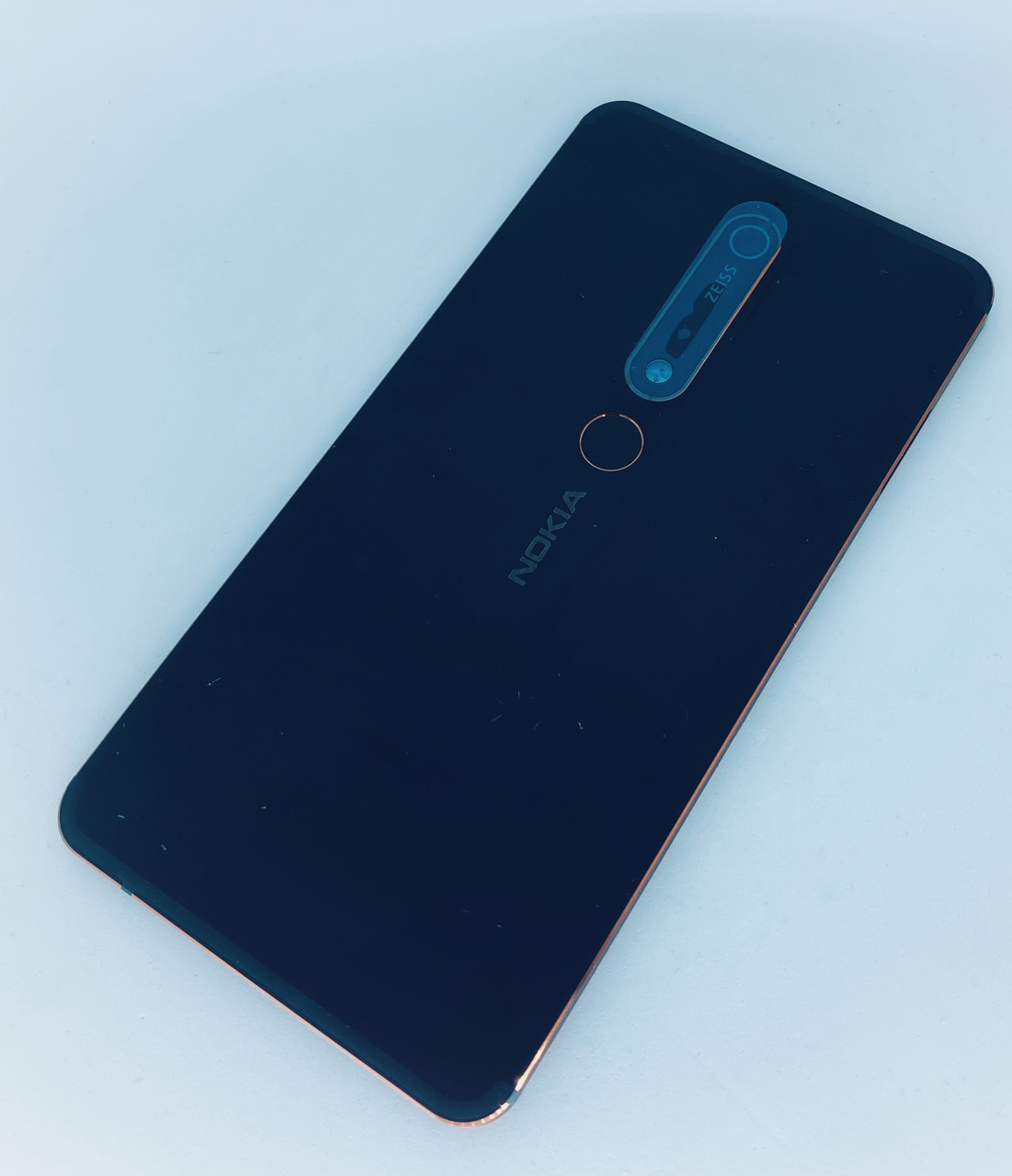 Задня кришка для Nokia 6.1 Dual Sim TA-1043/TA-1050, чорна, з шлейфом сканера відбитка пальця, фото 1