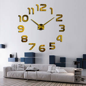 3D Годинники настінні 90 см Арабські золоті [Метал, пластик] години наклейки безкаркасні Timelike
