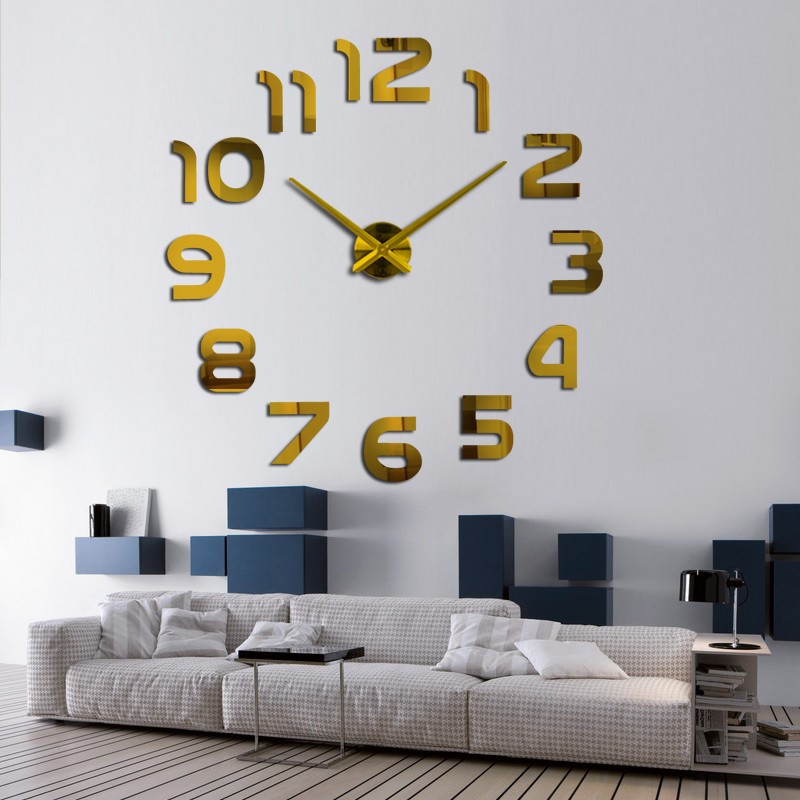3D Часы настенные 120 см Арабские золотые [Металл, пластик] часы наклейки бескаркасные Timelike - фото 1 - id-p1423149294