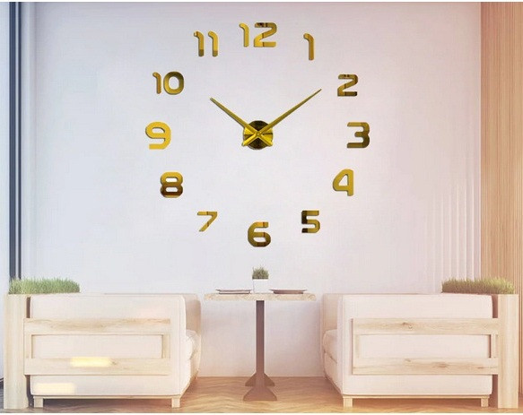 3D Часы настенные 120 см Арабские золотые [Металл, пластик] часы наклейки бескаркасные Timelike - фото 2 - id-p1423149294