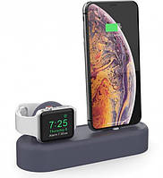 Силіконова підставка AhaStyle 2 в 1 для Apple Apple Watch та iPhone Navy blue