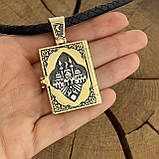 Позолочена срібна 925 підвіска International на шкіряному шнурку, фото 3