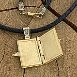 Позолочена срібна 925 підвіска International на шкіряному шнурку, фото 2