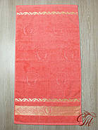 Рушник махровий банний Parisa Home "Греція" (яскраво-рожеве) 70х140см., фото 4