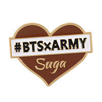 Значок металлический Пин Pin City-A BTS Army Suga Сюга (сердце коричневое) №1831