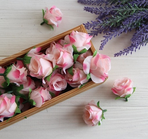 Троянда бутон "Іден" пудра з темно-рожевим паковання 100 шт ОПТ