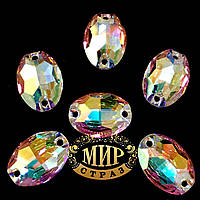 Пришивні овали Preciosa, 11х16 мм, Crystal AB, 1 шт.