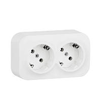 Розетка із заземленням подвійна Legrand Forix IP20 білий (782433)