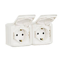 Комбінаїца двох розеток з з/к і кришкою Legrand Forix IP44 білий (782374)