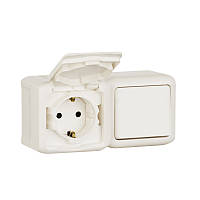 Комбінаїца вимикача + розетки з з/к і кришкою Legrand Forix IP44 білий (782371)