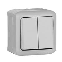 Перемикач 2-клавішний Legrand Forix IP44 сірий (782381)