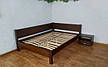 Дерев'яна полуторне кутова ліжко "Шанталь" з масиву натурального дерева від виробника для спальні, фото 2
