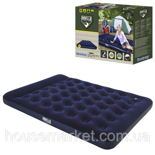 Надувний велюр матрац двомісний із підголівником, вбудований ножний насос BESTWAY 67226. 152 x 203 x 28 см - фото 1 - id-p1423302412