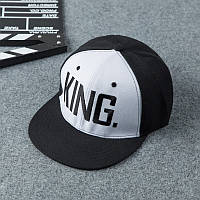 Снэпбек Snapback Кепка Бейсболка Снепбек City-A с надписью King Король Черно-белый с черным лого