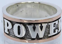 Серебряное  кольцо Powerlifting с золотыми вставками