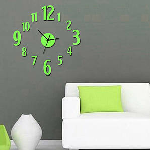 3D Годинник настінний 120 см Арабський, Зелений дзеркальний годинник на стіну