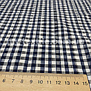 Сорочкова тканина Жатка х/б клітина 5 мм Темно-синій з білим, фото 2