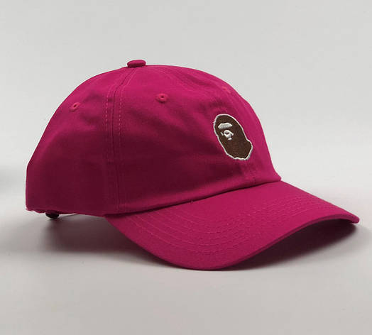Кепка Бейсболка Чоловіча Жіноча A Bathing Ape Bape з мавпою Малинова, фото 1