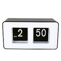 Часы перекидные Flip Clock Vintage Черные, белый циферблат.