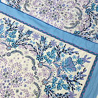 Бавовняна тканина для жіночої головної хустки біла з блакитним візерунком, ш. 78 см