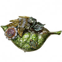 Шкатулка Лягушка на листе сувенир из металла