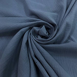 Тканина муслін жатий двошаровий, аквамарин (шир. 1,35м) (MS-JAT-2-0054)