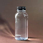 Пляшка ПЕТ 330 мл. Квадратна із закругленими кутами. з Чорною кришкою 38 мм, фото 3