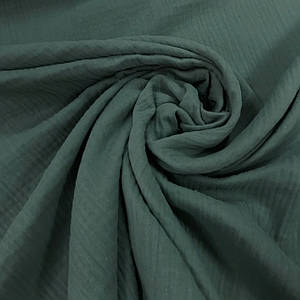 Тканина муслін жатий двошаровий, синьо-зелений (шир. 1,35 м)