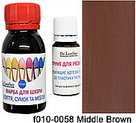 Водостойкая краска для подошвы, авто пластика, каблуков и кожи 40 мл."Dr.Leather" Middle Brown (Каштановый)