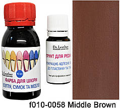 Водостійка фарба для підошви, авто пластику, каблуків та шкіри 40 мл."Dr.Leather" Middle Brown (Каштановий)