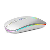 Ергономічна комп`ютерна миша з RGB LED (без Bluetooth) срібна