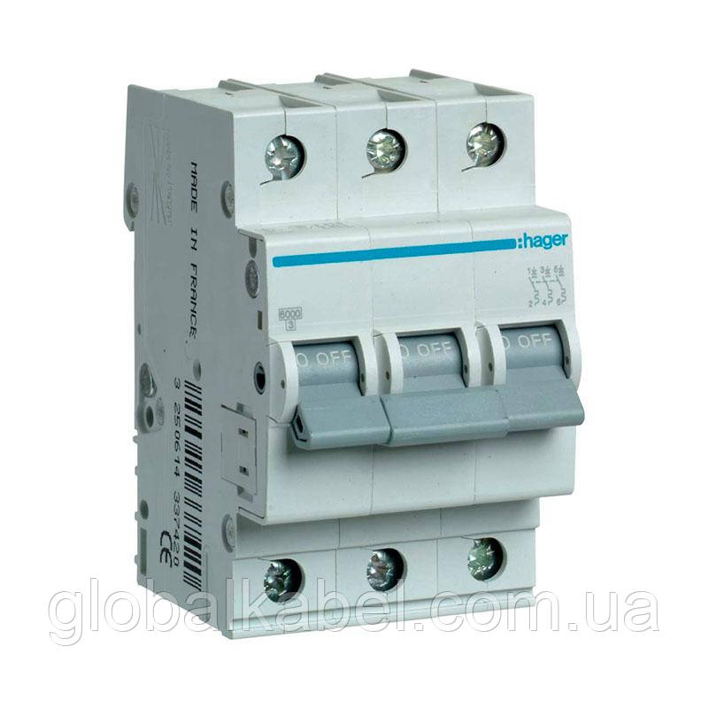 Автоматичний вимикач 3П З 16А, Hager (MC316A), фото 1
