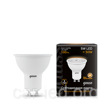 Лампа Gauss LED MR16 GU10 5W 3000K