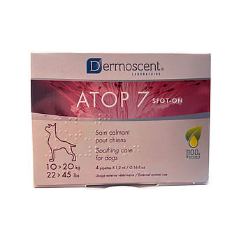 Заспокійливі краплі в разі атопії й алергії шкіри собак і кішок ATOP7 Dermoscent від 10-20 кг