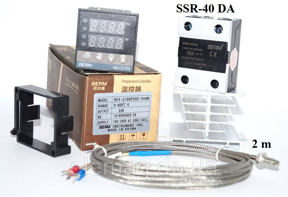 REX-C100, реле BRM 40DA - SSR, термопара 2 метри, радіатор - купити за ...