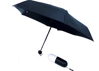 Компактний парасольку-капсула чорного кольору 6752