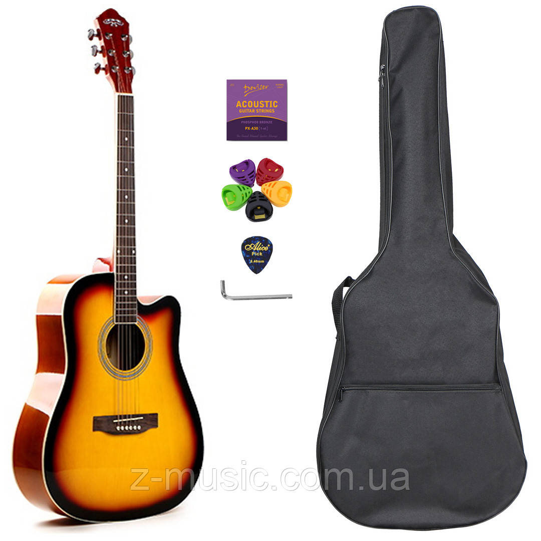 Гітара акустична Caravan Music HS-4111 SB (чохол, скарбничка, медіатор, струна, ключ) - фото 1 - id-p1423451848