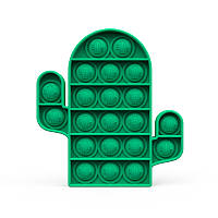 Резиновые игрушки-антистресс Поп Ит вечная пупырка Pop It для детей и взрослых в форме кактуса Зеленый