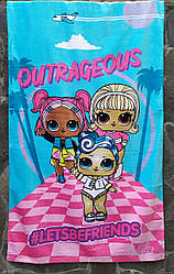 Рушник дитячий банний махровий 70х140 "Лола пальми" для пляжу рожевий бавовна 100%