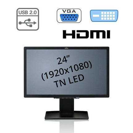 Fujitsu B24T-7 / 24" (1920x1080) TN WLED / HDMI, DVI, VGA, USB, Audio Port, фото 2