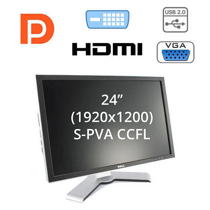 Монітор Dell 2408 WFP / 24" (1920x1200) S-PVA CCFL / 2x DVI-D, 1x DP, 1x HDMI, 1x VGA, 1x S-Video, USB-Hub,, фото 2