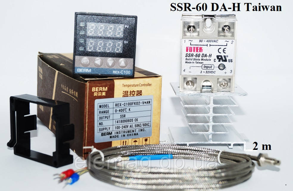 SSR-60 DA-H, REX-C100 Цифровий регулятор температури, термопара 2 метри, радіатор